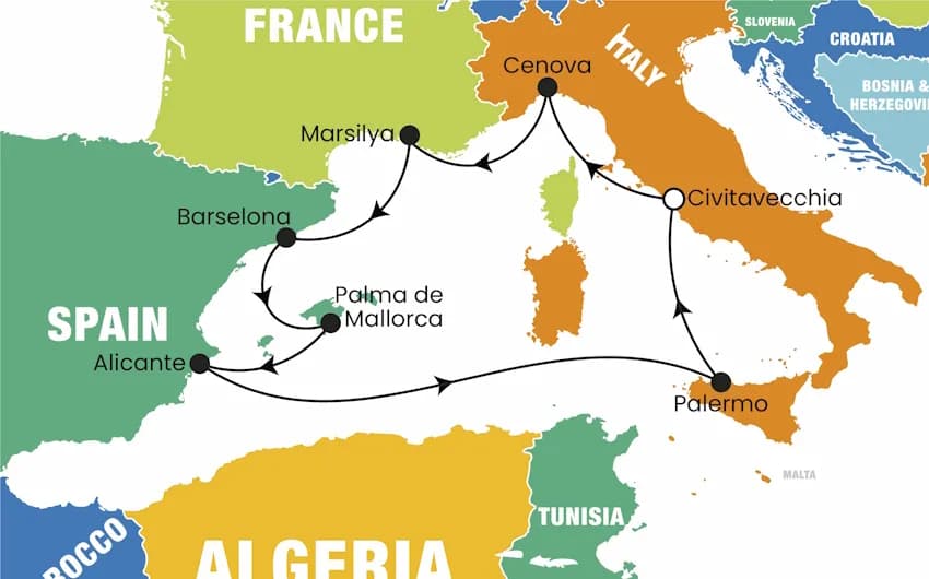 9 Günlük Batı Akdeniz ve Balear Adaları Kruvaziyer Turu