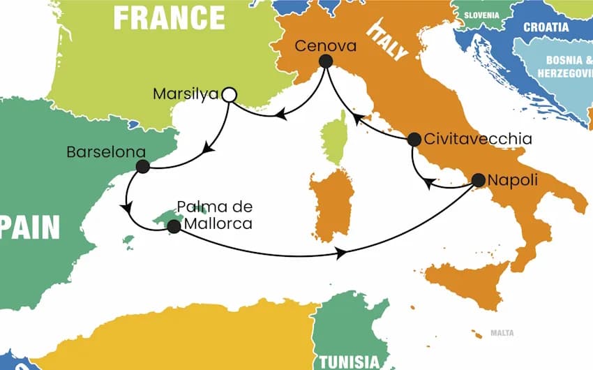 Costa Toscana ile Balear Adaları ve Batı Akdeniz Turu, 8 Gün