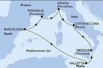 MSC World Asia ile Malta ve Sicilya Batı Akdeniz Turu, 9 Gün